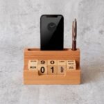 Wooden Desk Organizer with Calendar Blocks