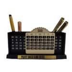 Wood Pen Holder With Calender & Clock