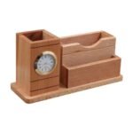 3 Compartments Wooden Pen Stand