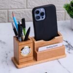 3 Compartments Wooden Pen Stand - Image 2