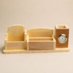Wooden Pen, Mobile, Card Holder With Clock