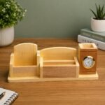 Wooden Pen, Mobile, Card Holder With Clock - Image 3